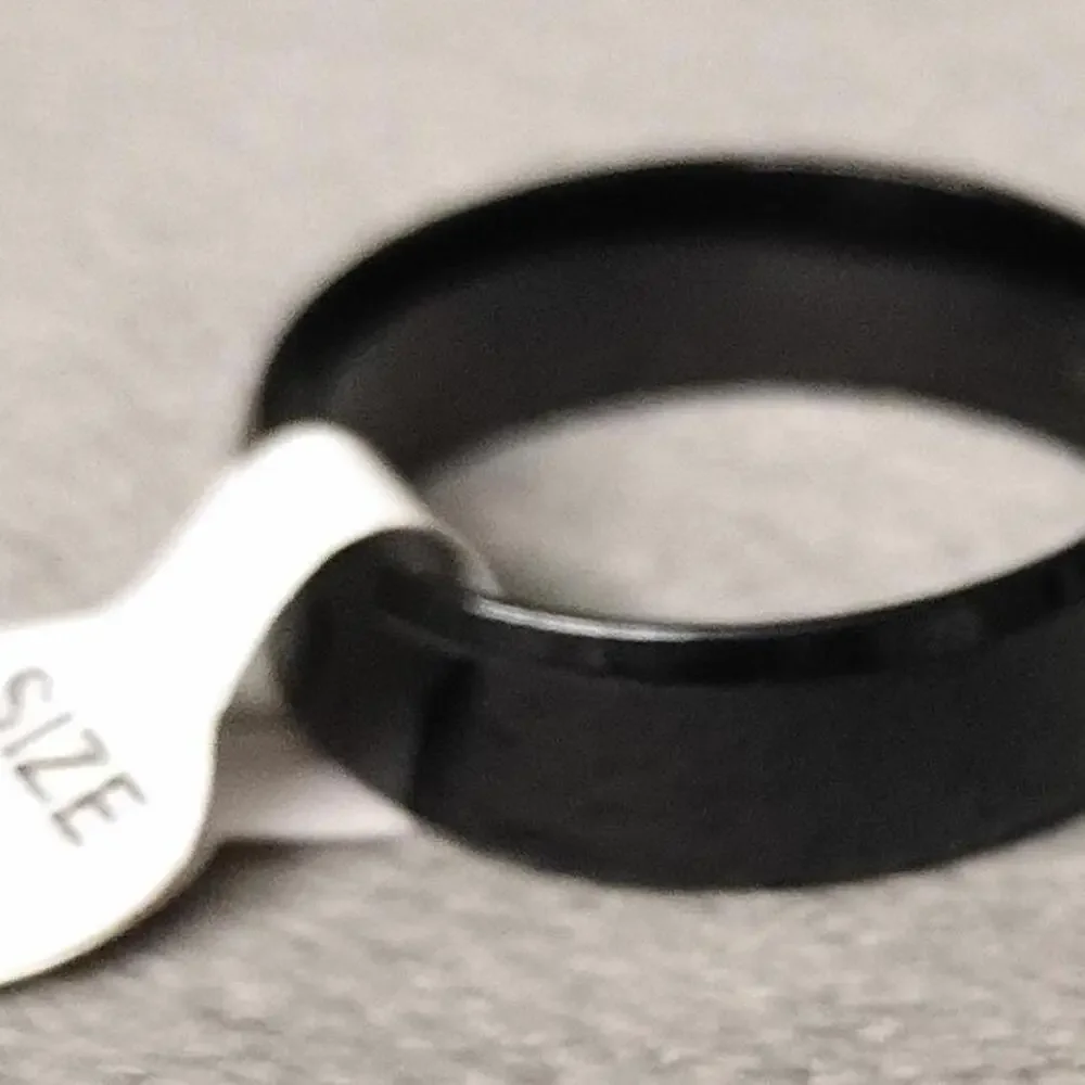 Stainless Steel Black Ring Band Size 15 New Tag Plain Wedding Commitment Thumb‎